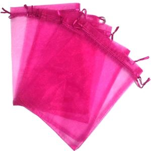 10 ct    12x16 XL  Hot Pink Sheer Organza  Bags Drawstring.